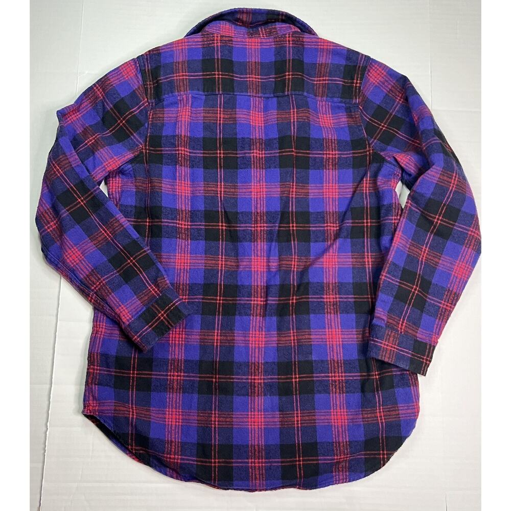 L.L.Bean Scotch Plaid Flannel Shirt Purple Red Size XSP Petite Outdoors Hiking - Picture 7 of 12